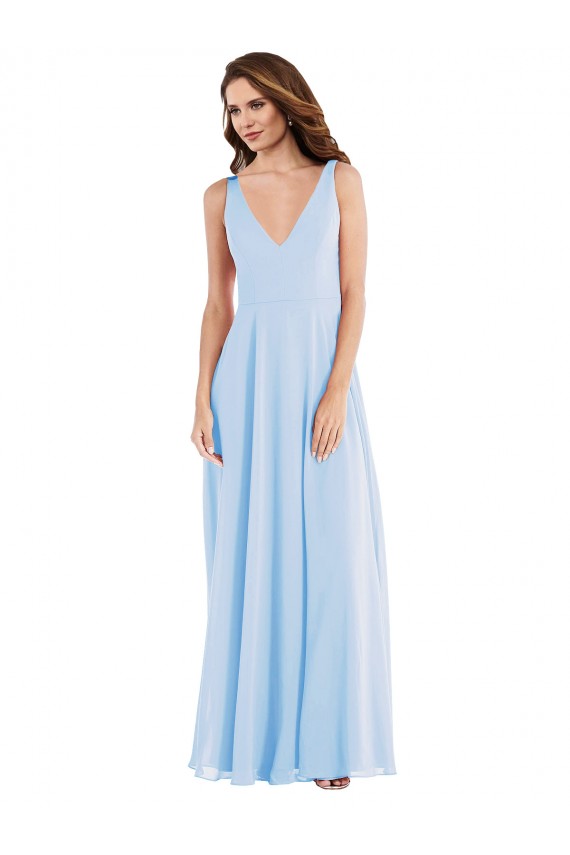Deep V-Neck Chiffon Maxi Bridesmaid Dress Brisbane