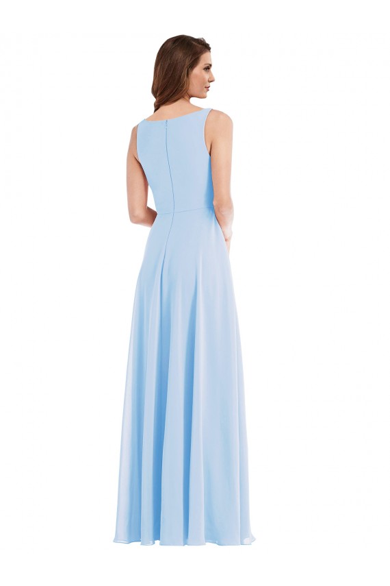 Deep V-Neck Chiffon Maxi Bridesmaid Dress Brisbane