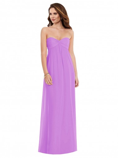 Empire Waist Twist Shirred Strapless Bridesmaid Dress Brisbane