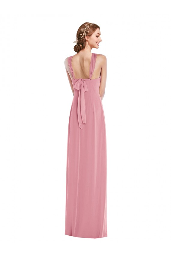 Draped Chiffon Grecian Column Bridesmaid Dress with Front Slit Brisbane