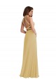 Stand Collar Halter Maxi Bridesmaid Dress with Criss Cross Open Back Brisbane