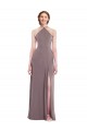 Diamond Halter Maxi Formal Bridesmaid Dress with Front Slit Brisbane