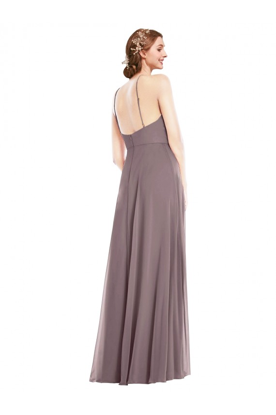 Diamond Halter Maxi Formal Bridesmaid Dress with Front Slit Brisbane