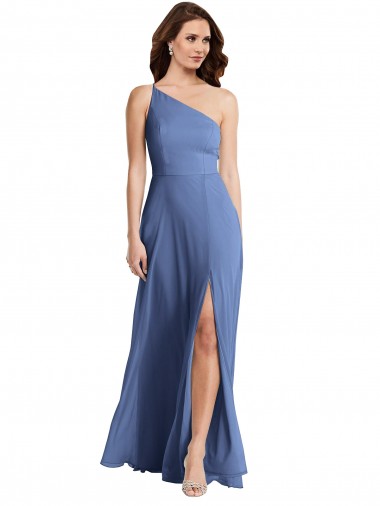 One Shoulder Full Length Maxi Formal Bridesmaid Dress with Flirty Slit Brisbane
