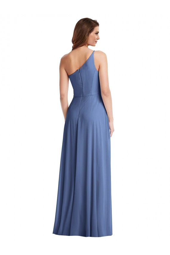 One Shoulder Full Length Maxi Formal Bridesmaid Dress with Flirty Slit Brisbane
