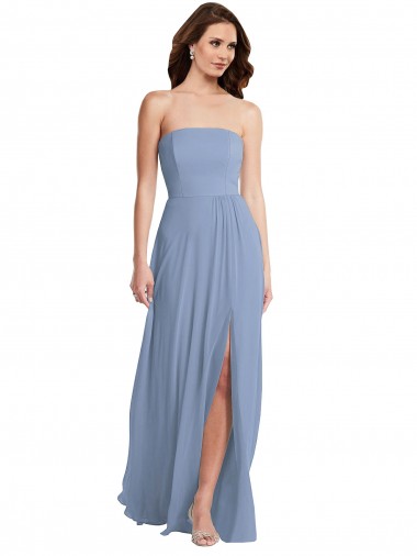 Strapless A-Line Maxi Bridesmaid Dress with Front Slit Brisbane