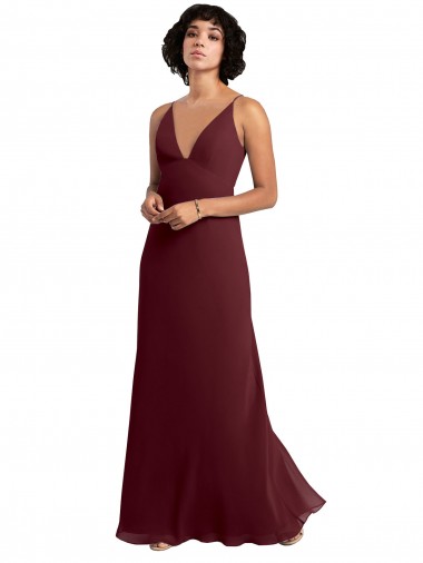 Notched Neckline Empire Waist Chiffon Slip Bridesmaid Dress Brisbane