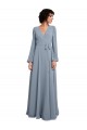 Wrap Style Long Sleeves Chiffon Bridesmaid Dress with Pleated Bodice Brisbane