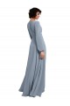 Wrap Style Long Sleeves Chiffon Bridesmaid Dress with Pleated Bodice Brisbane
