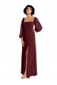 Sheer Long Sleeves Chiffon Bridesmaid Dress with High Slit Brisbane