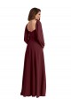Sheer Long Sleeves Chiffon Bridesmaid Dress with High Slit Brisbane