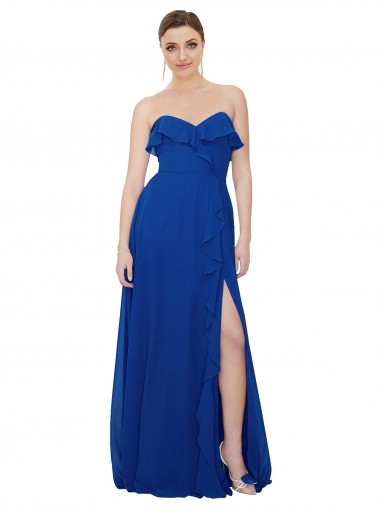 Ruffled Chiffon Strapless Bridesmaid Dress Brisbane