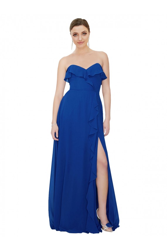 Ruffled Chiffon Strapless Bridesmaid Dress Brisbane