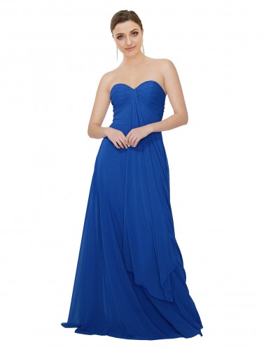 Strapless Sweetheart Draped Chiffon Bridesmaid Dress Brisbane