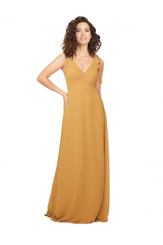 Boho Chiffon Bridesmaid Dress with Tied Straps Brisbane