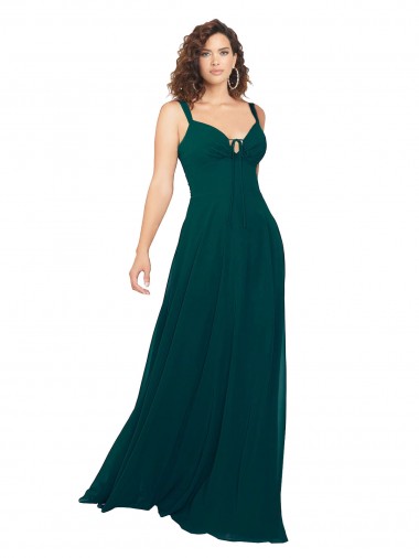 Tied Bodice Sweetheart V-Neck Chiffon Bridesmaid Dress Brisbane