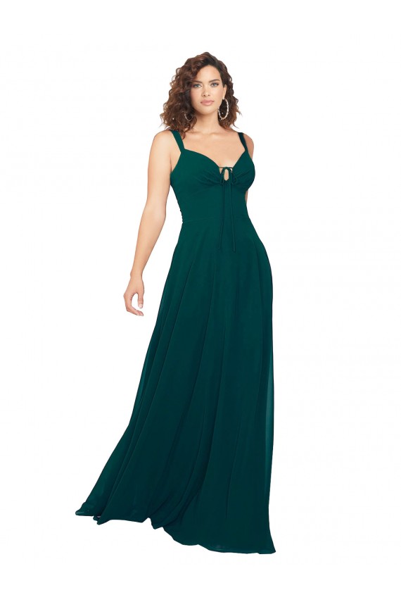 Tied Bodice Sweetheart V-Neck Chiffon Bridesmaid Dress Brisbane