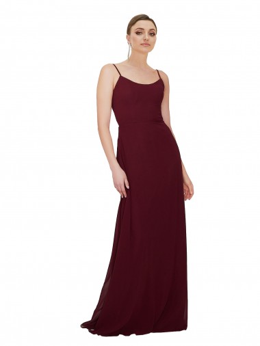Scoop Neck Tied Keyhole Back Chiffon Bridesmaid Dress Brisbane