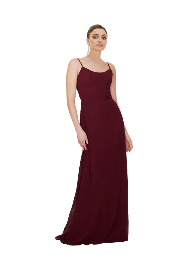 Scoop Neck Tied Keyhole Back Chiffon Bridesmaid Dress Brisbane