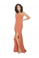 Chiffon Square Neck Bridesmaid Dress with Ruffled Skirt Slit Brisbane