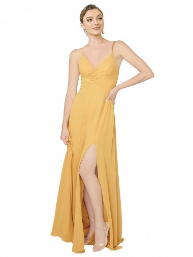 Ruched Chiffon Bridesmaid Dress with Tie Back Detail Brisbane