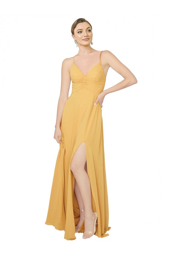 Ruched Chiffon Bridesmaid Dress with Tie Back Detail Brisbane