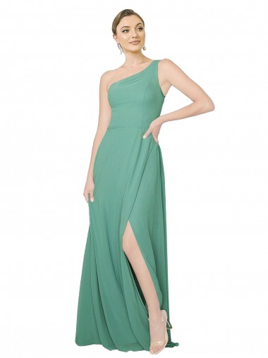 One Shoulder Asymmetric Chiffon Bridesmaid Dress with Pockets Brisbane