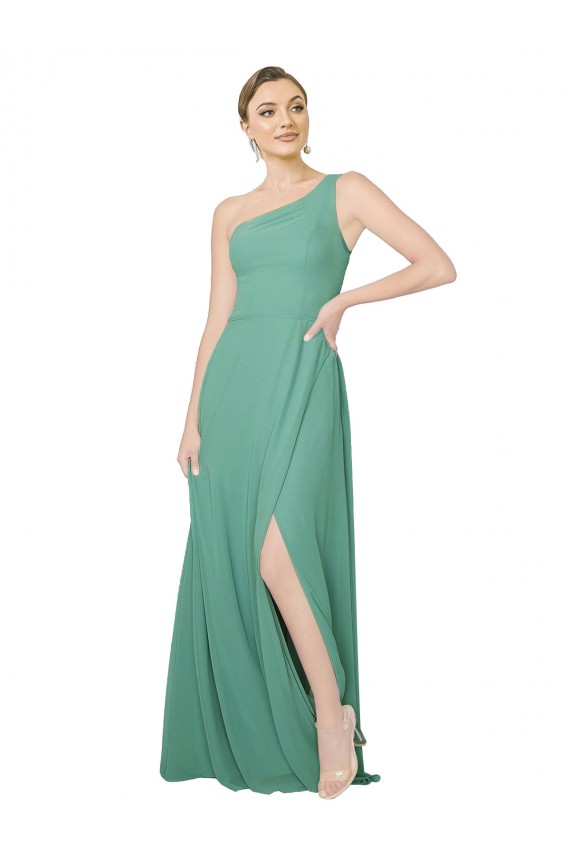 One Shoulder Asymmetric Chiffon Bridesmaid Dress with Pockets Brisbane