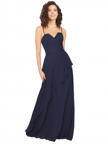Ruffled Skirt Low Back Long Chiffon Bridesmaid Dress Brisbane