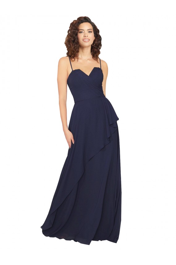 Ruffled Skirt Low Back Long Chiffon Bridesmaid Dress Brisbane