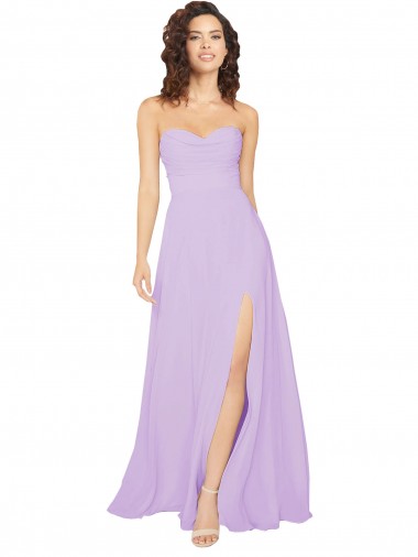 Draped Sweetheart Long Chiffon Bridesmaid Dress with Front Slit Brisbane