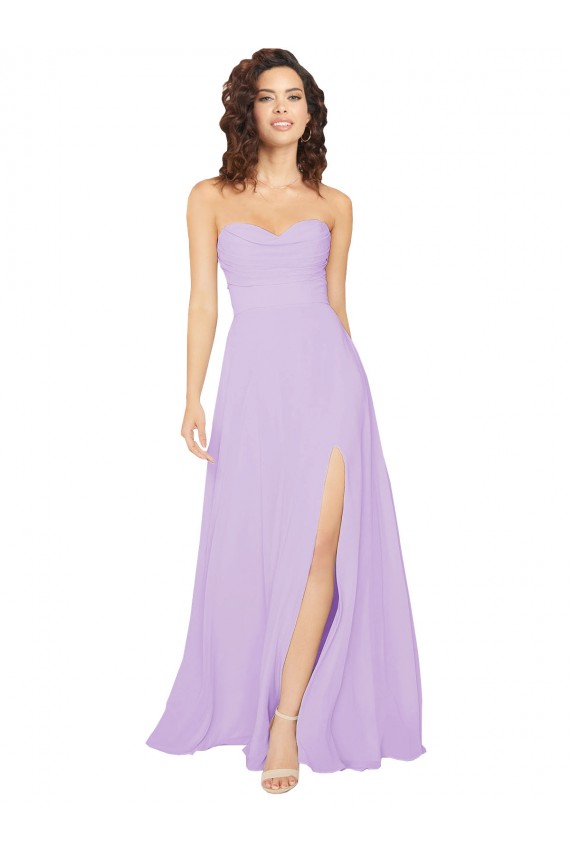 Draped Sweetheart Long Chiffon Bridesmaid Dress with Front Slit Brisbane