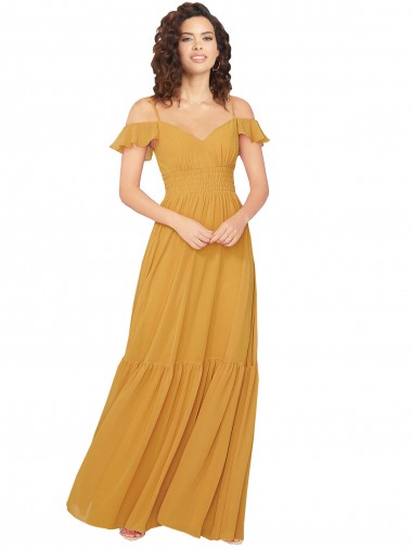 Ruched Keyhole Back Boho Chiffon Bridesmaid Dress Brisbane