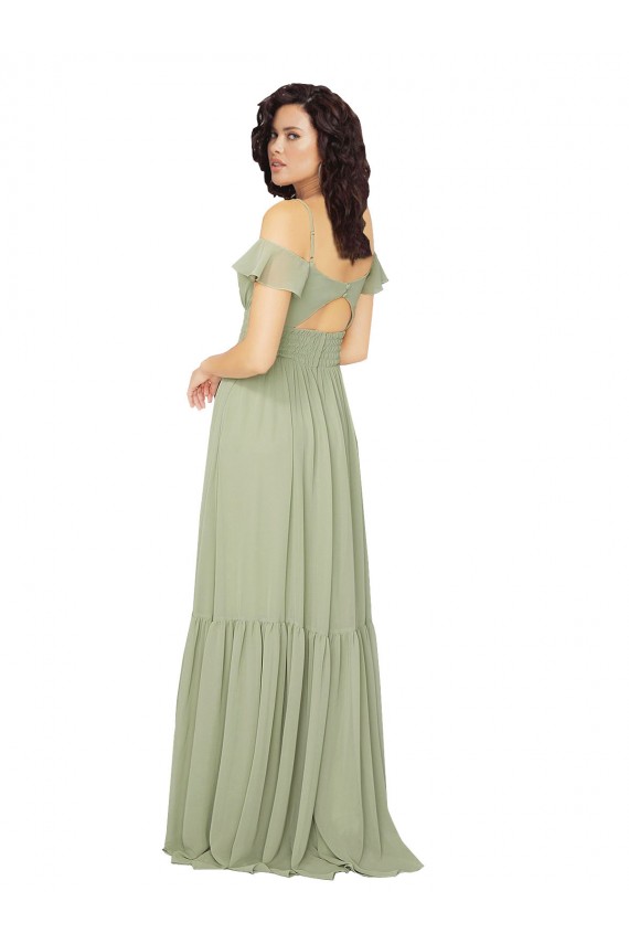 Ruched Keyhole Back Boho Chiffon Bridesmaid Dress Brisbane