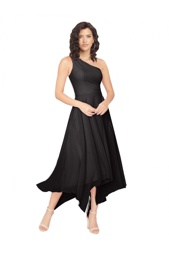 Midi Length One Shoulder Chiffon Cocktail Bridesmaid Dress Brisbane