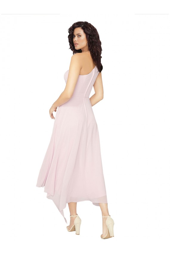 Midi Length One Shoulder Chiffon Cocktail Bridesmaid Dress Brisbane