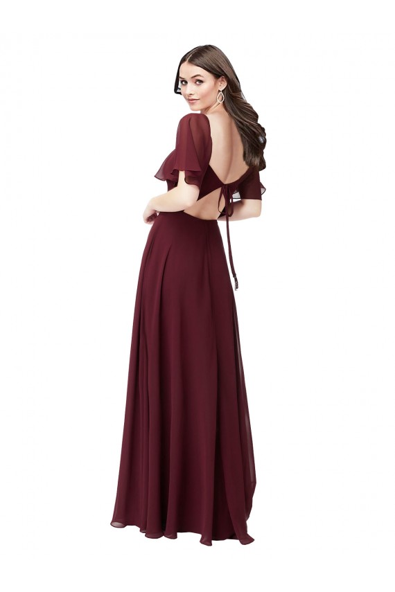 Chiffon Flutter Sleeve Sweetheart Bridesmaid Dress Brisbane