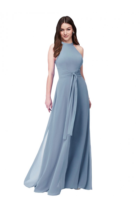 Halter High Neck Chiffon Dress with Sash Brisbane