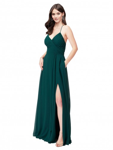 Chiffon Bridesmaid Dress with Draped Surplice Bodice Brisbane
