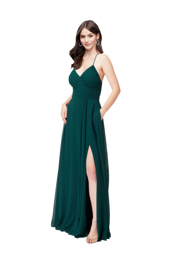 Chiffon Bridesmaid Dress with Draped Surplice Bodice Brisbane