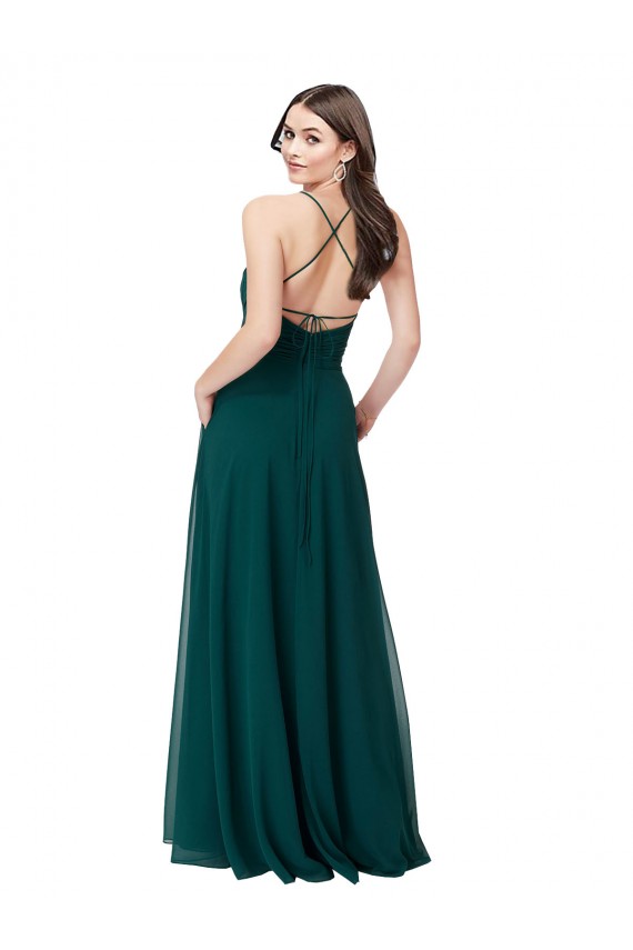 Chiffon Bridesmaid Dress with Draped Surplice Bodice Brisbane