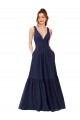 Floor Length Deep V-Neck Ruched Chiffon Long Bridesmaid Dress Brisbane