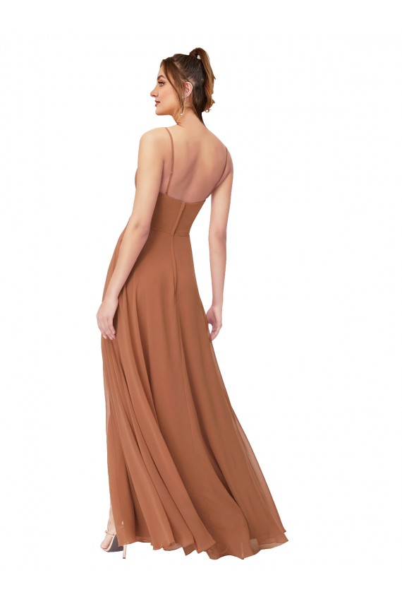 Cowl Neck Chiffon Bridesmaid Dress with Front Slit Brisbane