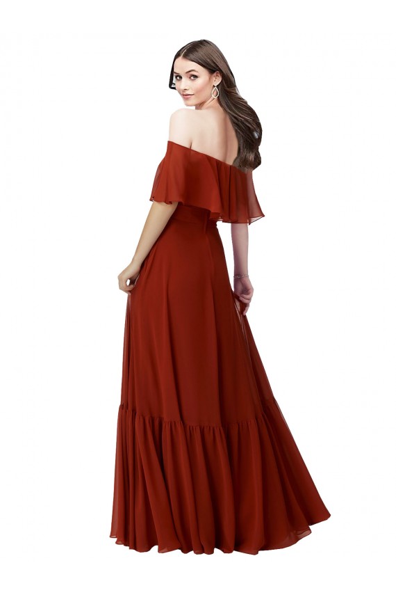 Off the Shoulder Ruffle Chiffon Bridesmaid Dress Brisbane