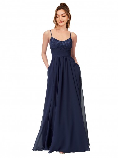 Long Chantilly Lace and Ruched Chiffon Bridesmaid Dress Brisbane
