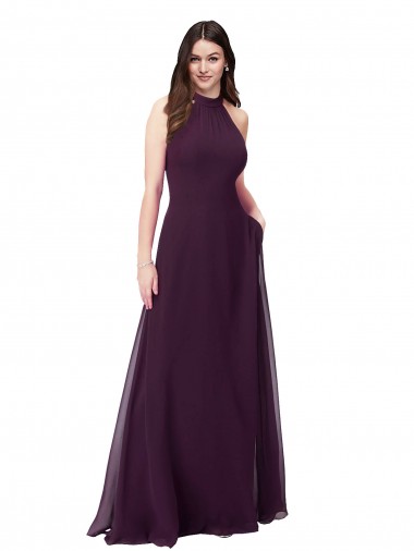 Chiffon High-Halter Bridesmaids Dress with Keyhole Back Brisbane