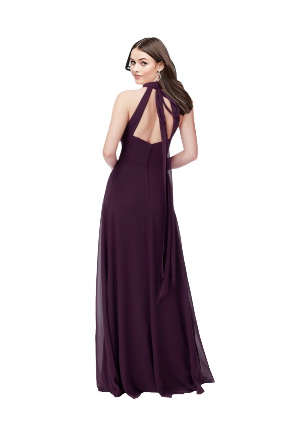 Chiffon High-Halter Bridesmaids Dress with Keyhole Back Brisbane