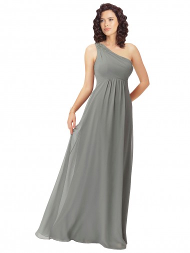 Embroidered One Shoulder Chiffon Bridesmaid Dress Brisbane