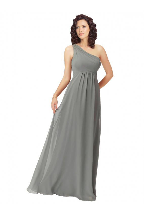 Embroidered One Shoulder Chiffon Bridesmaid Dress Brisbane