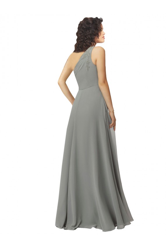 Embroidered One Shoulder Chiffon Bridesmaid Dress Brisbane